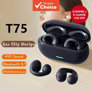 T75 Fones De Ouvido Clipe De Jogos Bluetooth 5.3 Sem Fio Música Cancelamento Ruído Fone HD Chamada Esportes Correndo em Oferta na Shopee