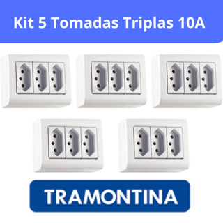 Kit Caixa de Sobrepor Tomadas Triplas 10A - 2 ,3 e 5 Conjunts Tramontina LizFlex em Oferta na Shopee
