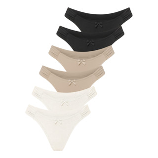 Kit 6 Calcinhas Tanga Com Lateral Em Dupla Camada Em Poliamida Alta Qualidade em Oferta na Shopee