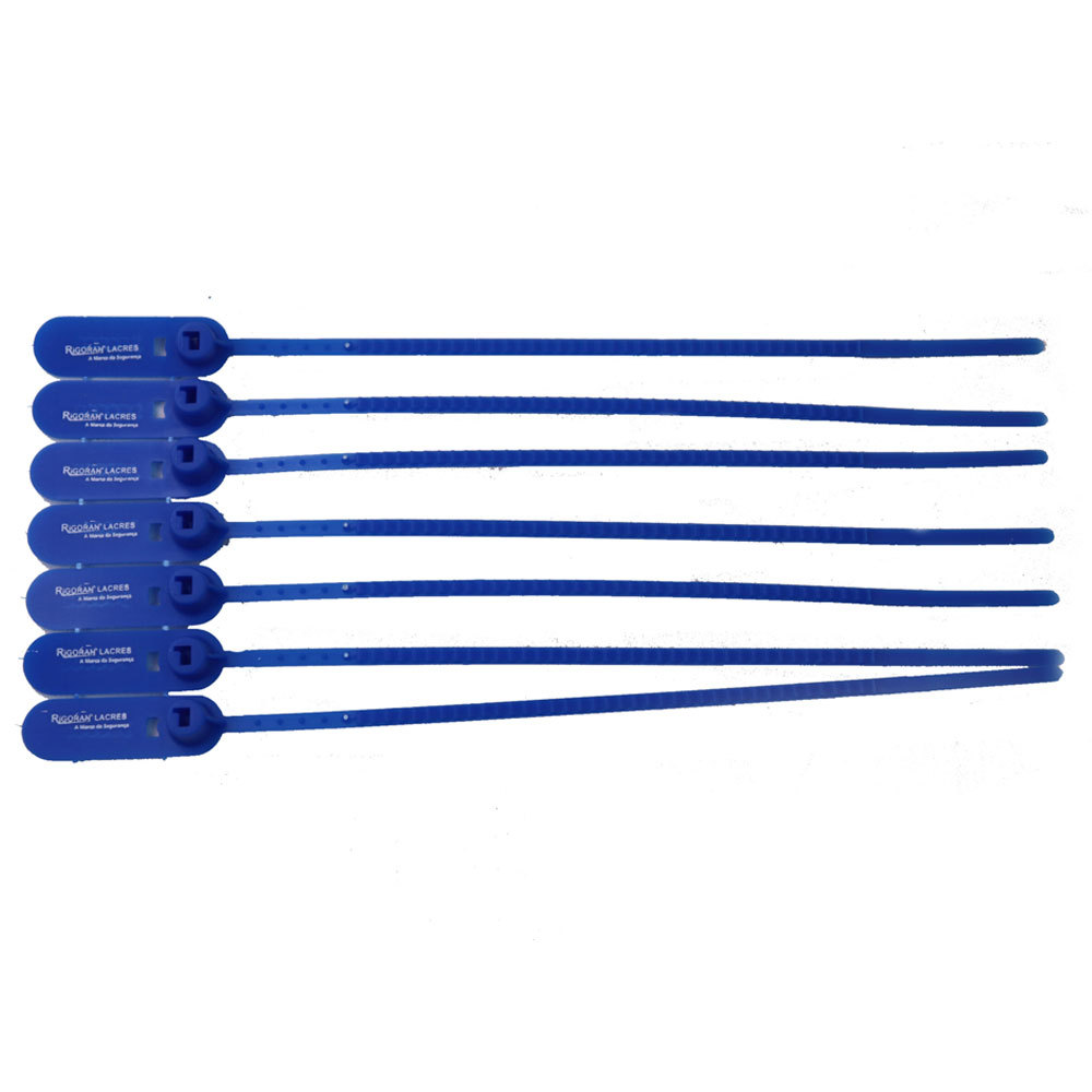 Lacre para malote dupla trava 16cm azul com 100 unidades em Oferta na Shopee