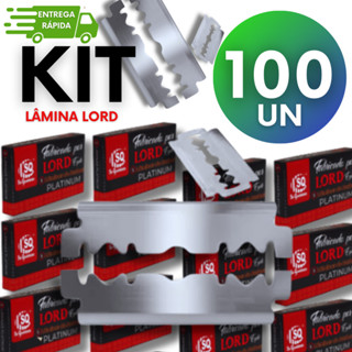 Kit 100 Lâminas Duplas Lord Platinum Inox – Barbear Profissional Premium em Oferta na Shopee