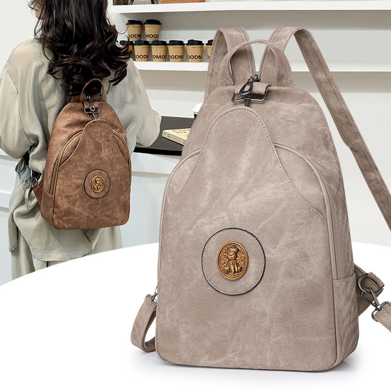 Moda mochila saco de peito mochila senhoras lazer pu viagem na moda pequena mochila lona mãe saco