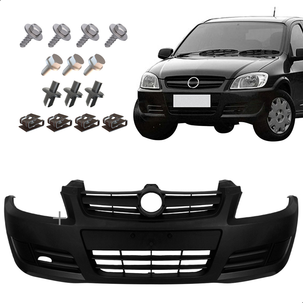 Parachoque Dianteiro Celta 2006 2007 2008 2009 2010 2011 Preto Texturizado + Kit Grampo Presilha