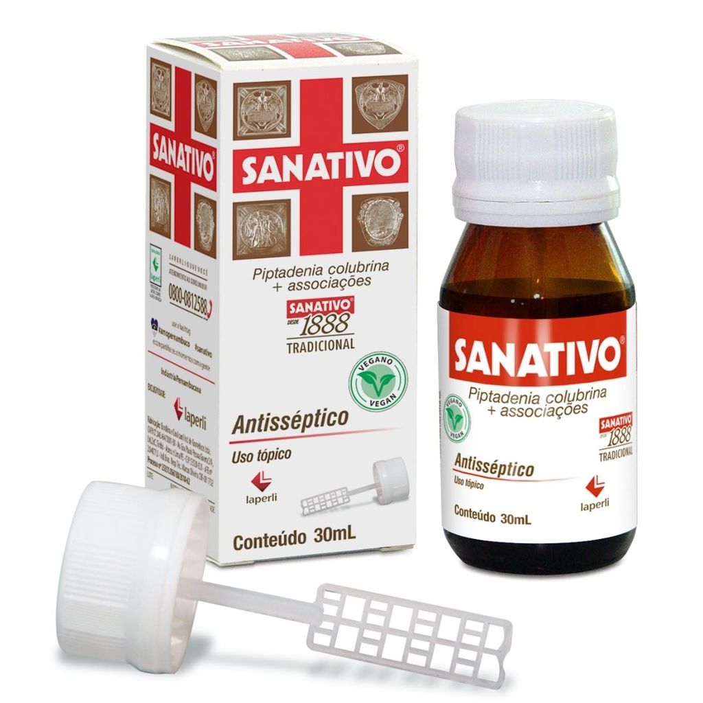 Sanativo Tradicional 30ml - Antisséptico com Palheta, Aroeira, Angico, Proteção Natural.