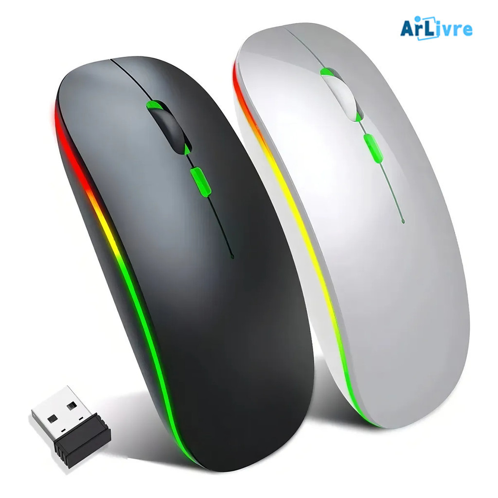 Mouse Sem Fio Ergonômico Recarregável Bateria Interna de Longa Duração Design Confortável e Silencioso
