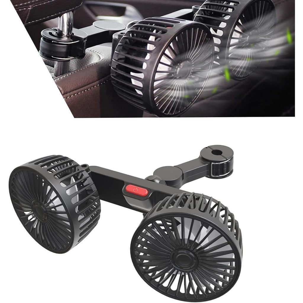 Ventilador Automotivo Duplo USB Rotação 360° em Oferta na Shopee