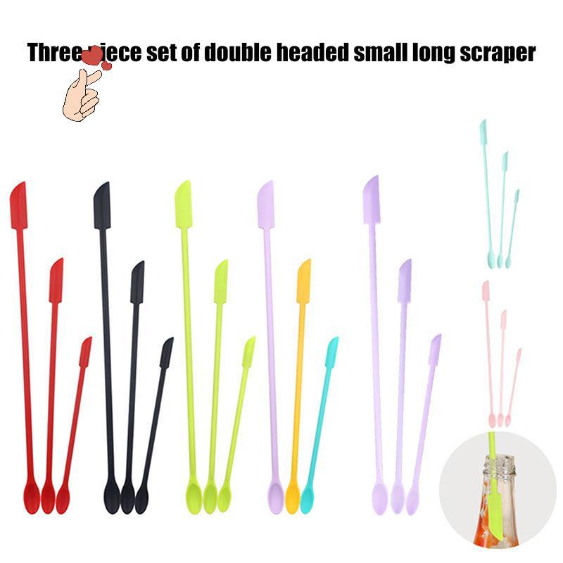 [PEBR] Raspador De Silicone Para Garrafa Cosmética Conjunto De Três Peças Assar Extremidade Dupla Dois Em Um Espátula Ja