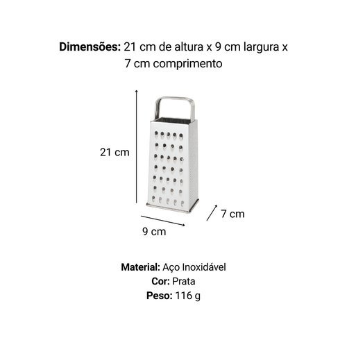 Ralador de Quatro Faces em Aço Inox 21 cm