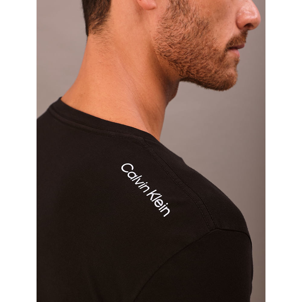 Detalhes do Camiseta Manga Curta Logo Costas Calvin Klein Swimwear - Preto