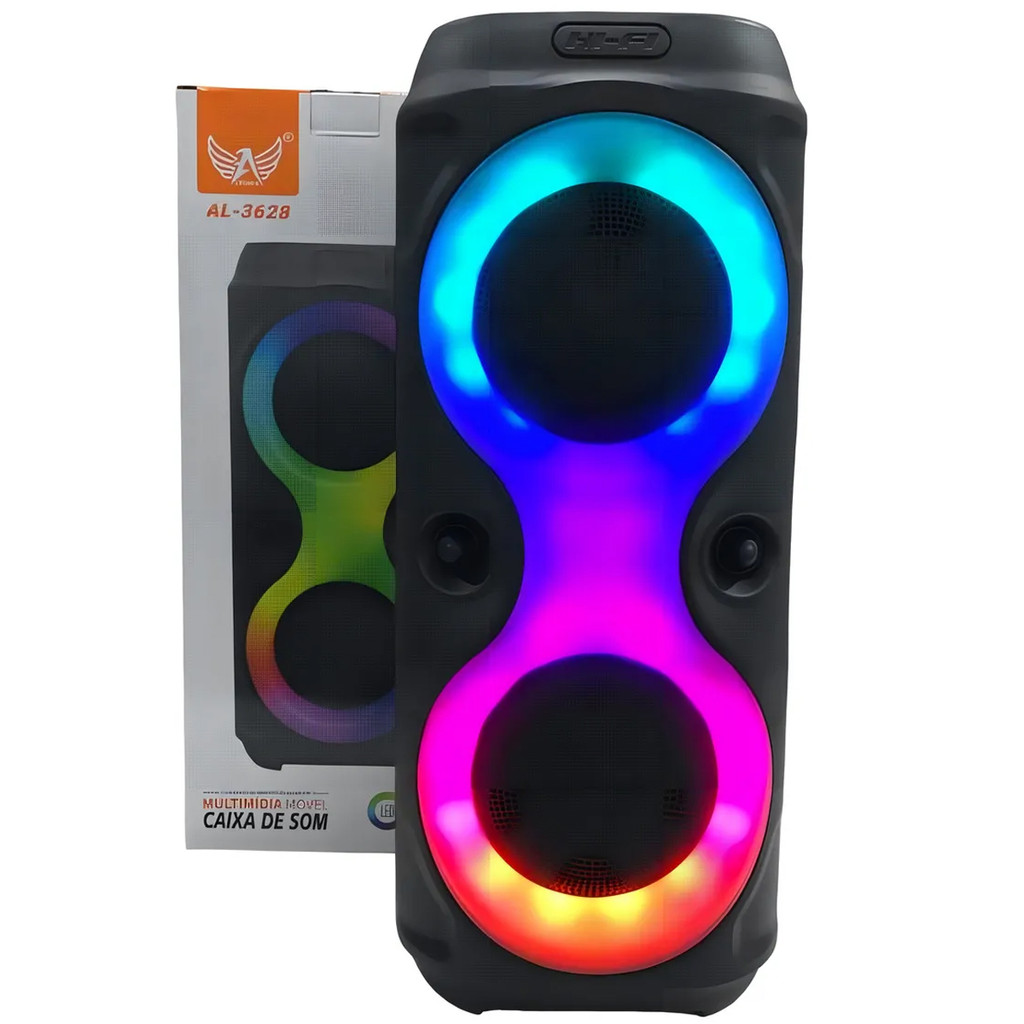 Caixa de som Bluetooth Portátil Com Led RGB Portátil FM USB TWS 30W Para Praia, Festa ou Viagem