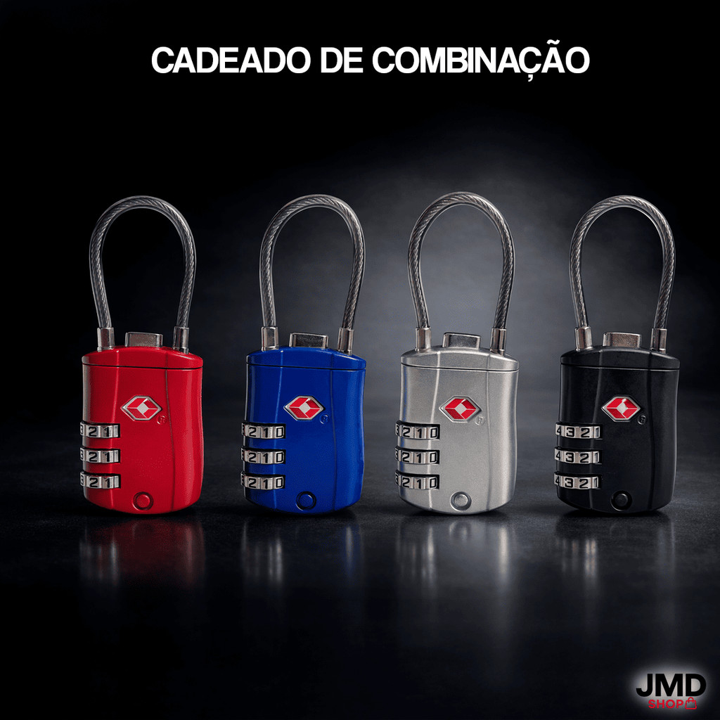 Cadeado TSA Aprovado para Viagem com Cabo Flexível e Senha
