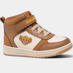 Tênis Infantil Disney Rei Leão Simba Velcro Menino - Branco e Caramelo