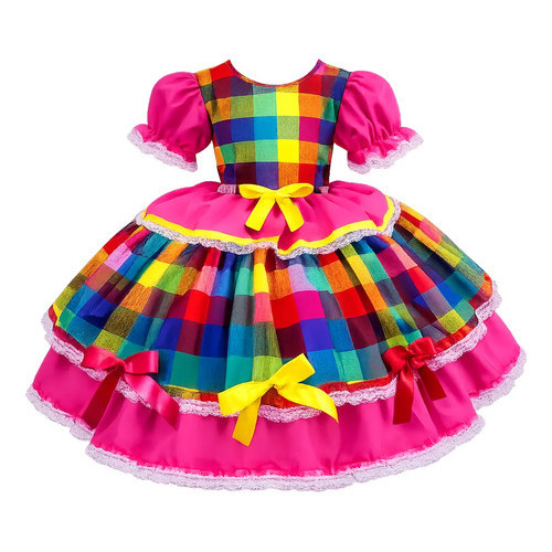 Vestido Festa Junina Quadrilha Caipira Sao Joao Infantil Luxo