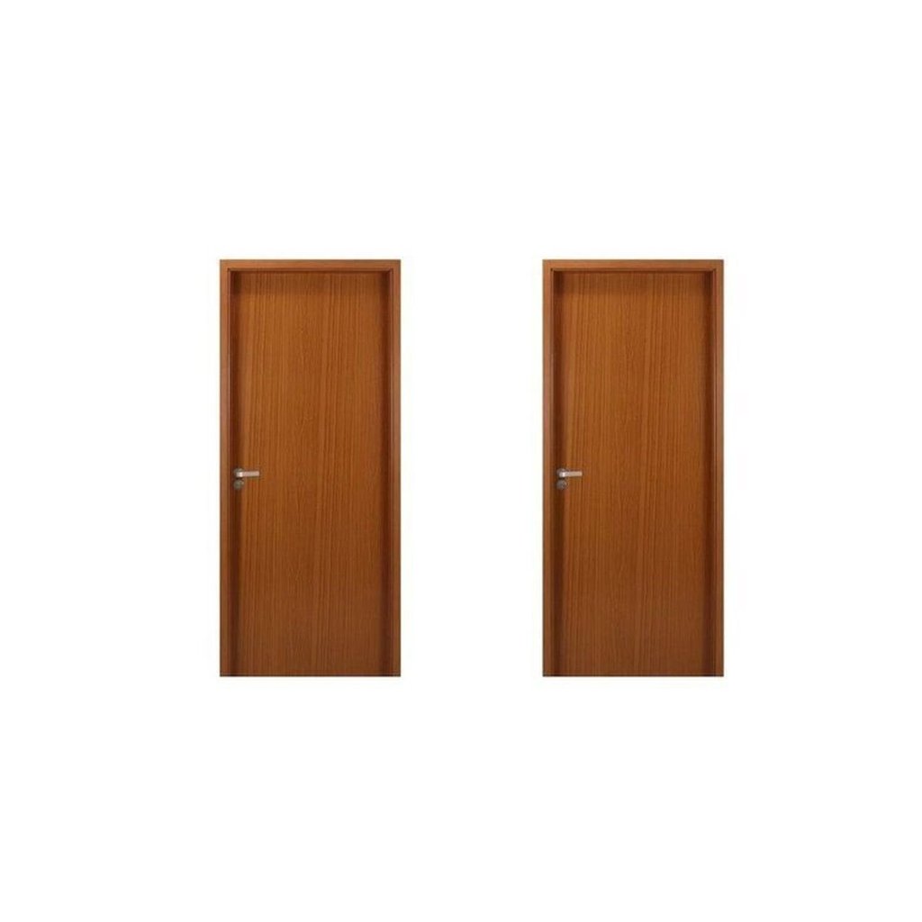 2 Kits Porta de Madeira Lisa 215x74cm com Batente de MDF Ultra 10cm Melamínica Marrom/Mogno MGM