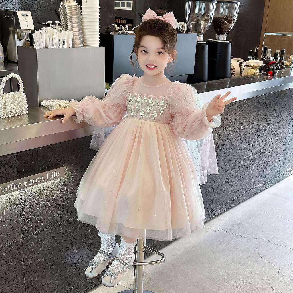 Meninas vestido primavera 2026 novo estilo elegante menina Elsa vestido de princesa crianças vestido de aniversário vest