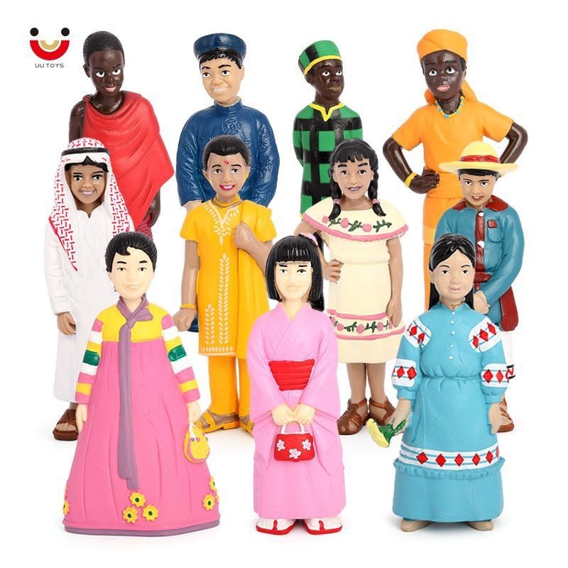 Crianças brinquedos simulação personagem modelo trajes étnicos japão coreia do norte arábia africano meninos meninas bon