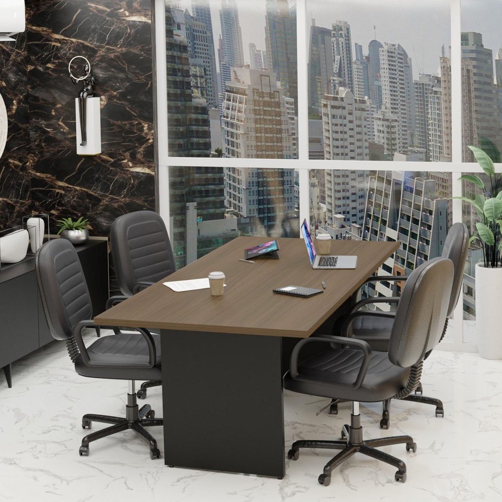 Mesa de Reunião para Escritório 200x100cm Marrom/Nogal Nogal