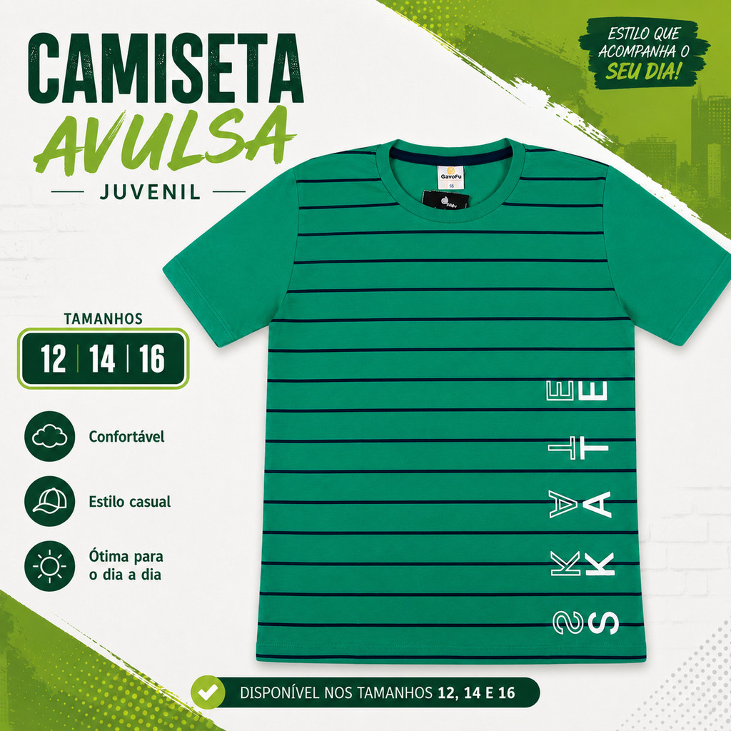 Camiseta Infantil Juvenil Masculina Avulsa Estampada Casual Algodão Tamanhos 12 14 16