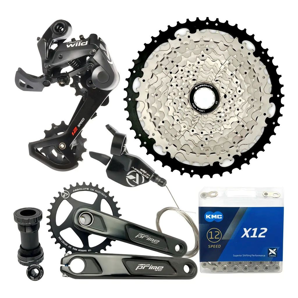 Grupo Absolute Relação 1x12v MTB Cassete 11/50 Pedivela 34D