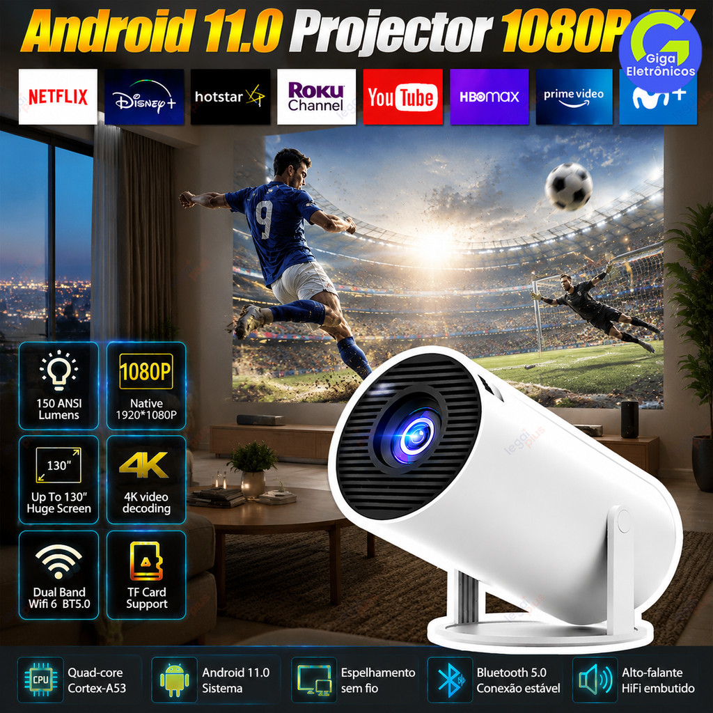 Projetor 4K HD 150 Polegadas Celular, Tv B0x, Xbox, PS, Pc, Wifi HY300 Pro Magcubic Envio Imediato