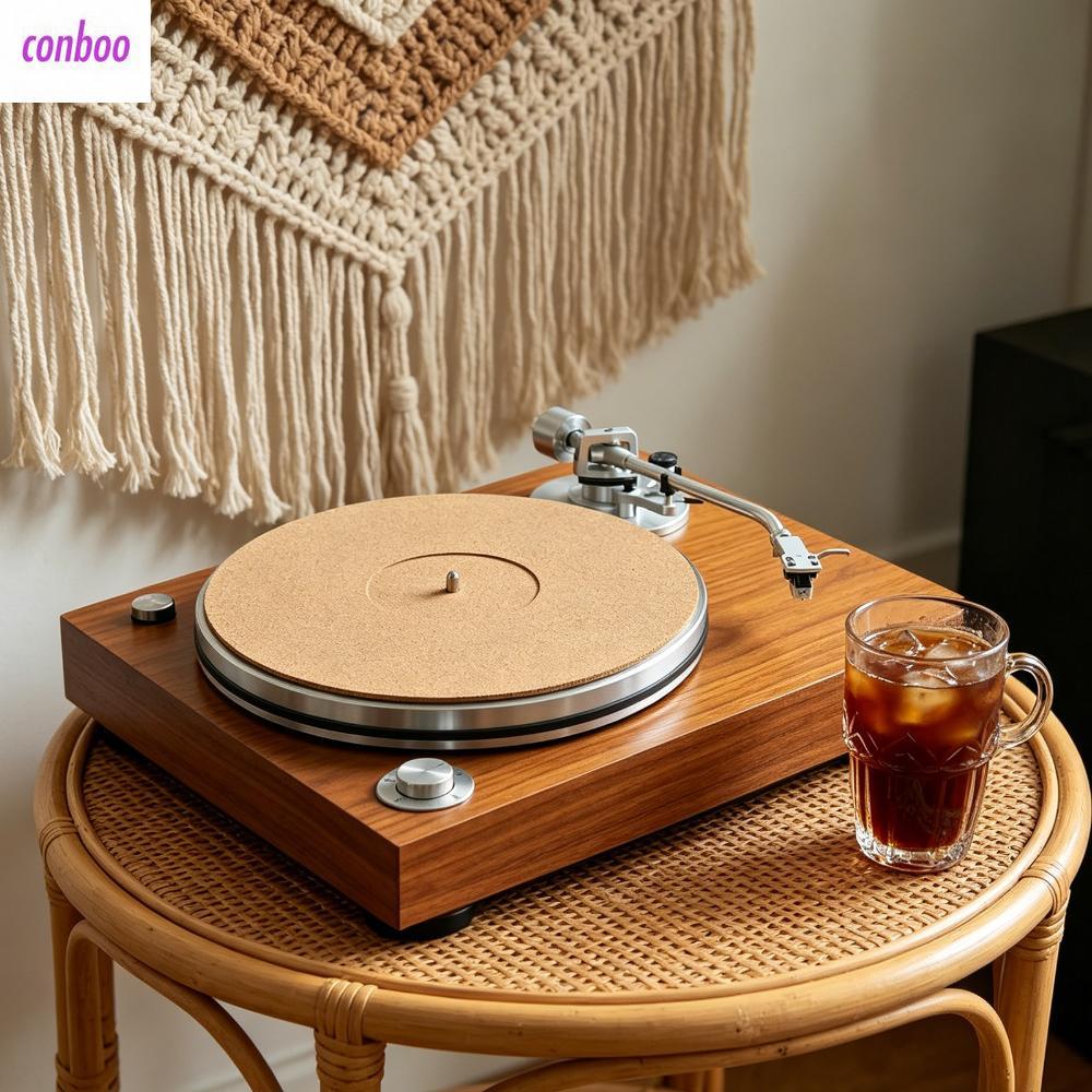 Tapete Giratório De Cortiça De 2 Peças Com Alta Fidelidade Antiderrapante Antiestático Para Toca-Discos LP