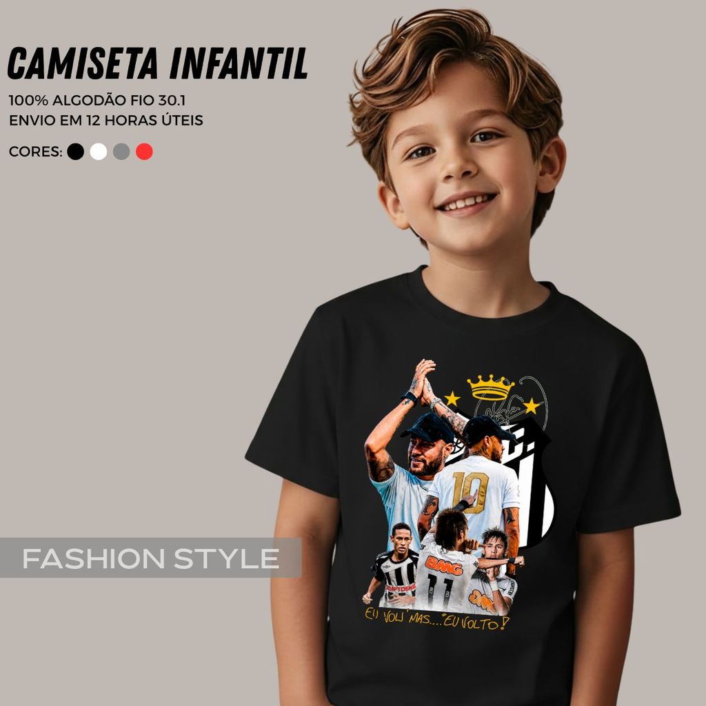 Camiseta Neymar Eu Volto Ídolo Futebol Menino Ney Camisa Unissex 100% Algodão Oversized
