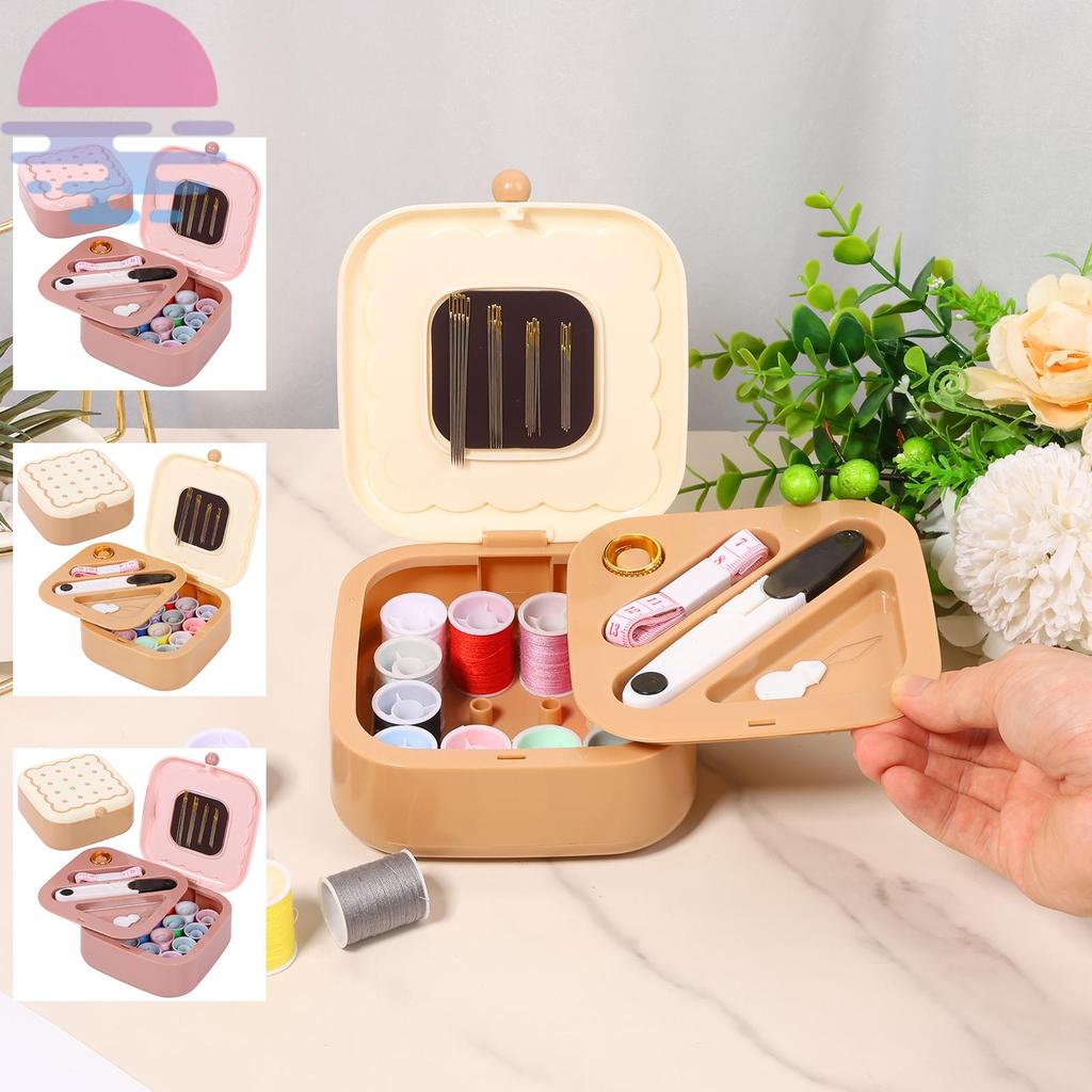 Kit De Agulha E Linha Costura Bonito Com Caixa De Armazenamento Tesoura Dedal Threader Para Adulto SHOPSKC3287