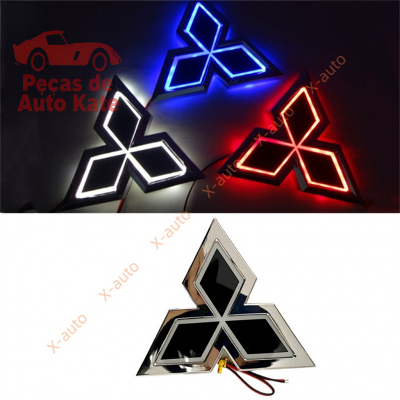 Emblema LED 5D para Carro Mitsubishi - Adequado para Frente ou Traseira - Substitui o Logo Original ASX Lancer TZBZ