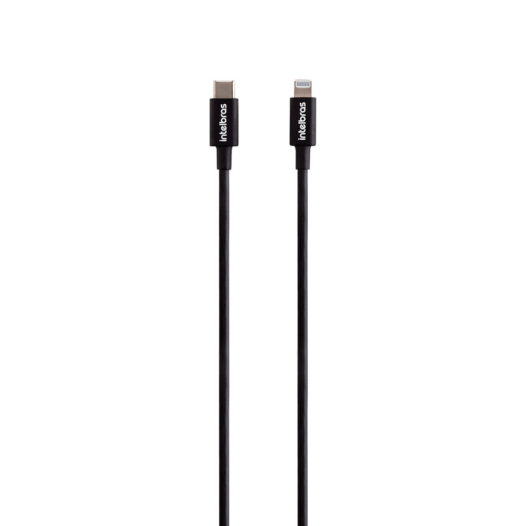 Cabo USB-C Lightning 1,2m em PVC Preto Intelbras EUCL 12PP - detalhe