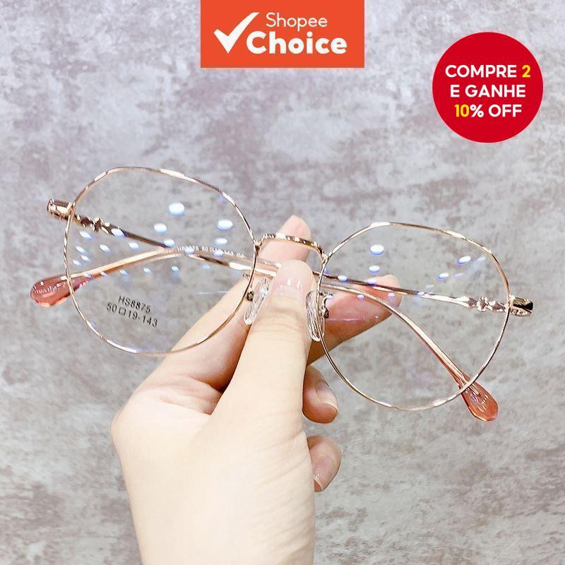 Óculos de Polígono Retrô com Lentes Anti Luz Azul HD para Mulheres