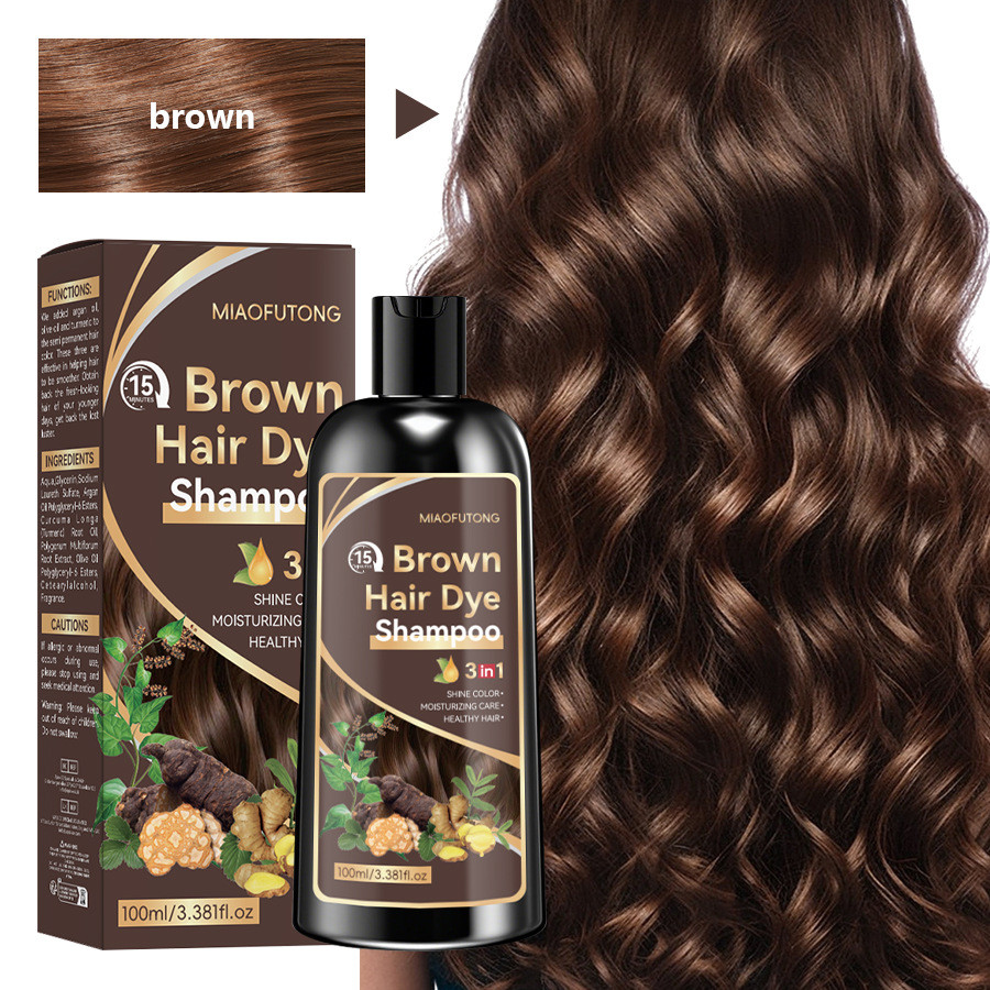 Gengibre He Shou Wu Ginseng 3 Em 1 Shampoo Castanha Marrom Preto Cobrindo Tingimento De Cabelo Branco E Controle De Óleo em Oferta na Shopee