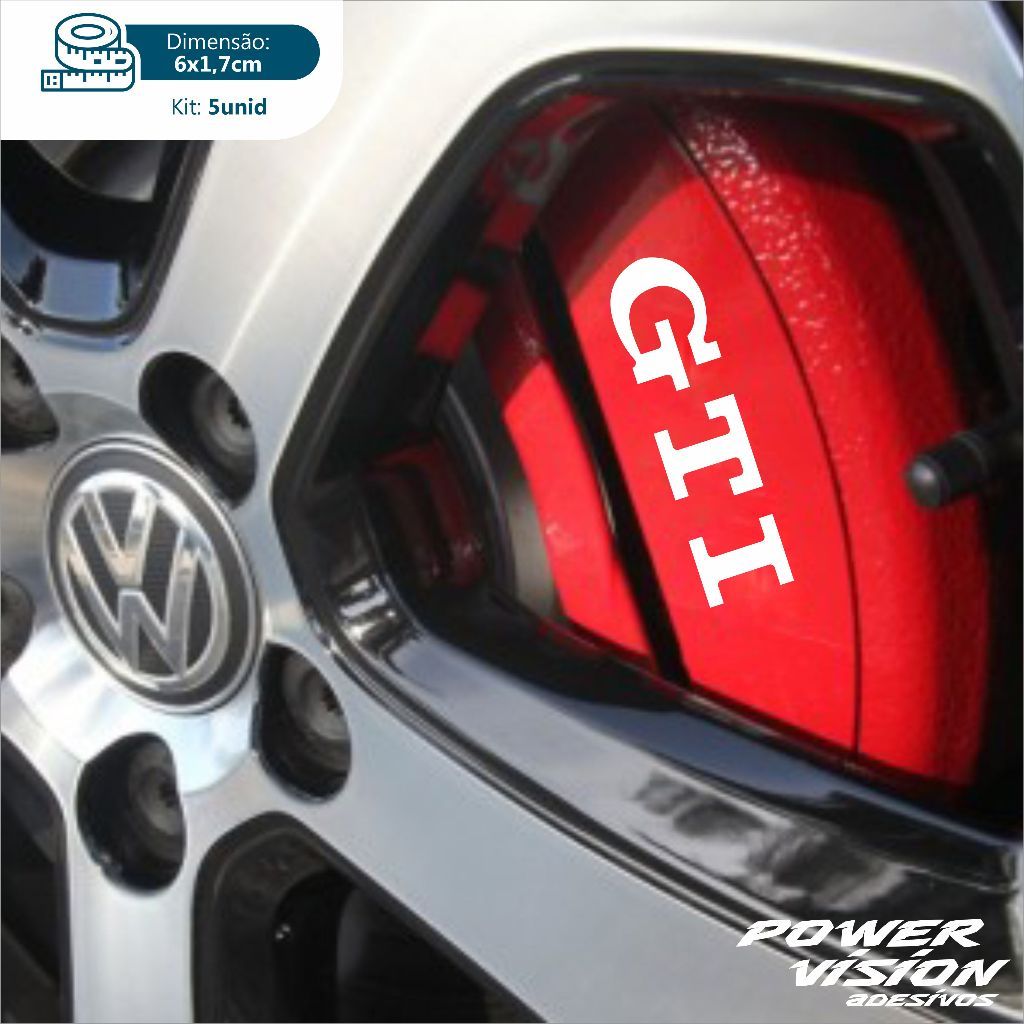 Kit 5 Adesivos Gti Vw Golf Volkswagen Pinça De Freio Brembo