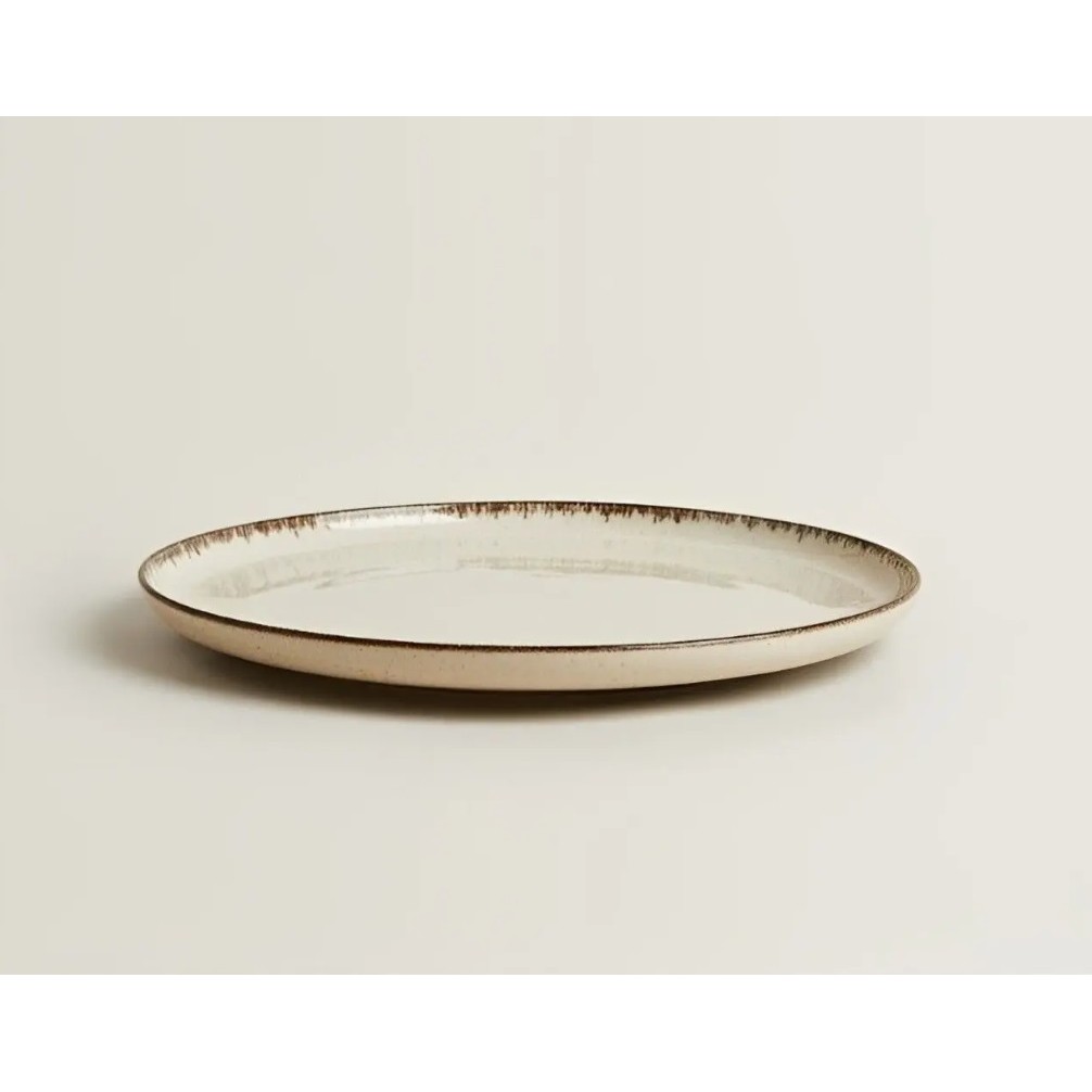 Prato Raso 27cm Flat Plates 100% Porcelana Bege Perolado em Oferta na Shopee
