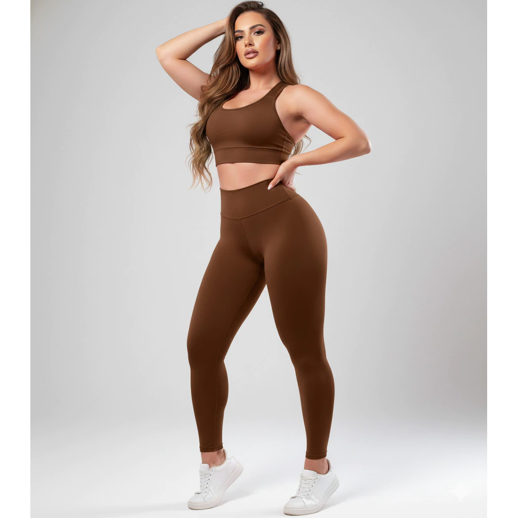 Conjunto Calça Legging e Top Fitness Roupas Femininas Para Academia Ginástica Treino A01 — imagem 1