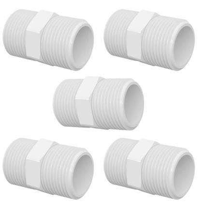Kit 5 Nipel Roscável Branco 1/2" Plastilit