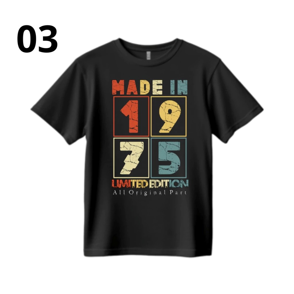 Camiseta Feminina Estampada Made in 1975 Anos 80 Unissex Exclusivo 100% Algodão Lançamento 2025 Plus Size Oversized
