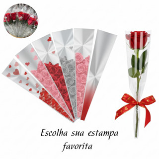 Embalagem para Flor Botão de Rosa com 100 unidades Manga Cone 48cm em Oferta na Shopee