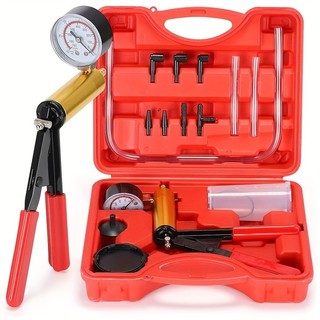 Kit 15 Peças Teste Bomba Pressão Vácuo Carro Profissional Auto vermelho Para Sangramento Fluido Freio De VáCuo