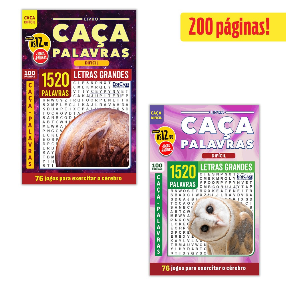 Kit 2 Livros Caça-Palavras ed.02 -Difícil - 109 e 112