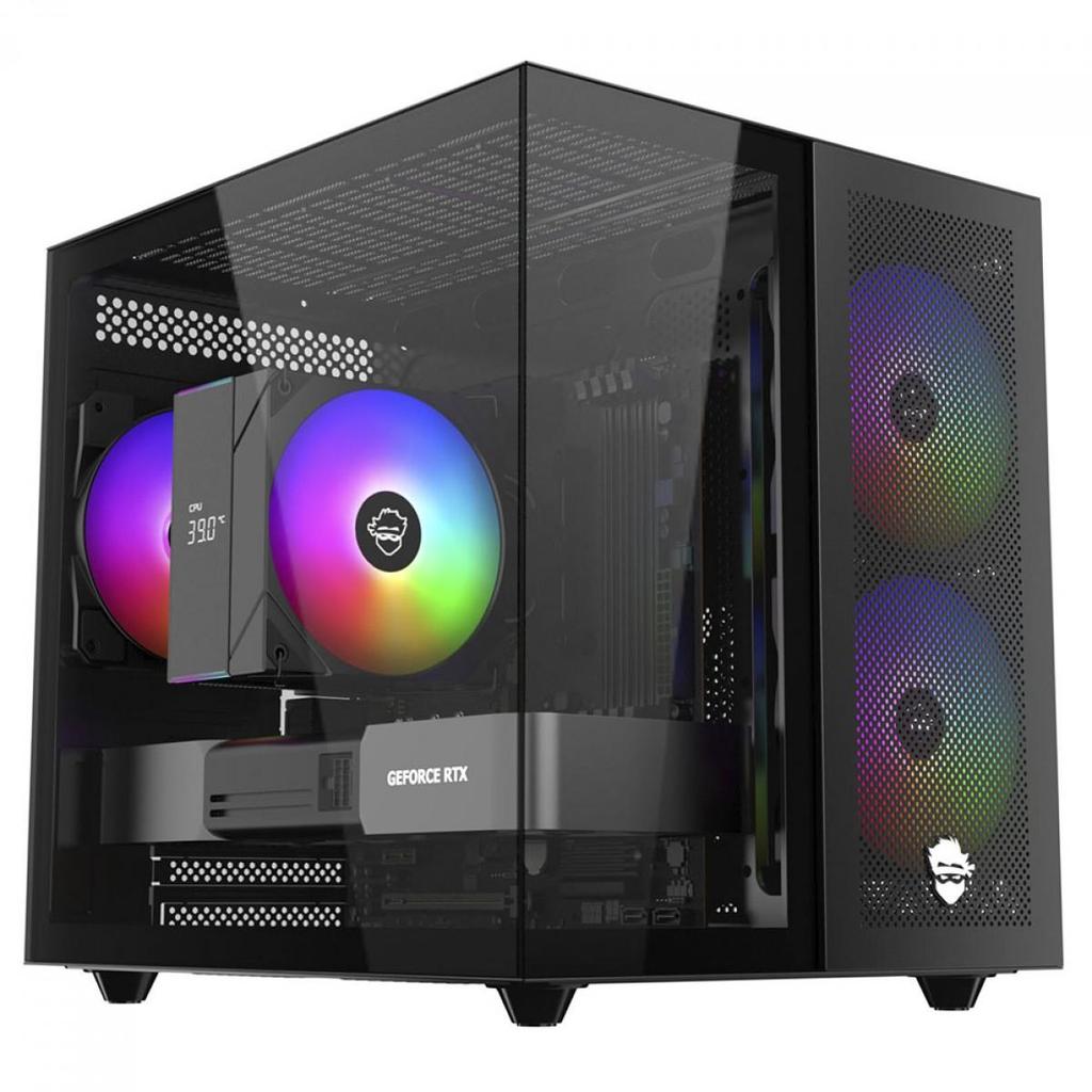 Gabinete Gamer Ninja Kazan X3, Mini Tower,Temperado,M-ATX, USB-C, Sem Fonte,Com 