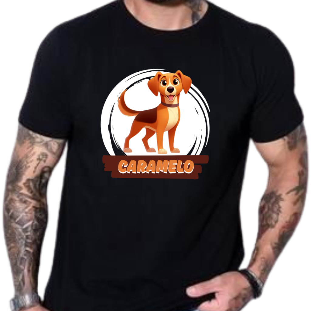 Camiseta Algodão Premium Premium Unissex Cachorro Caramelo Estampa DTF Envio Em Até 4 Horas Envio Relâmpago