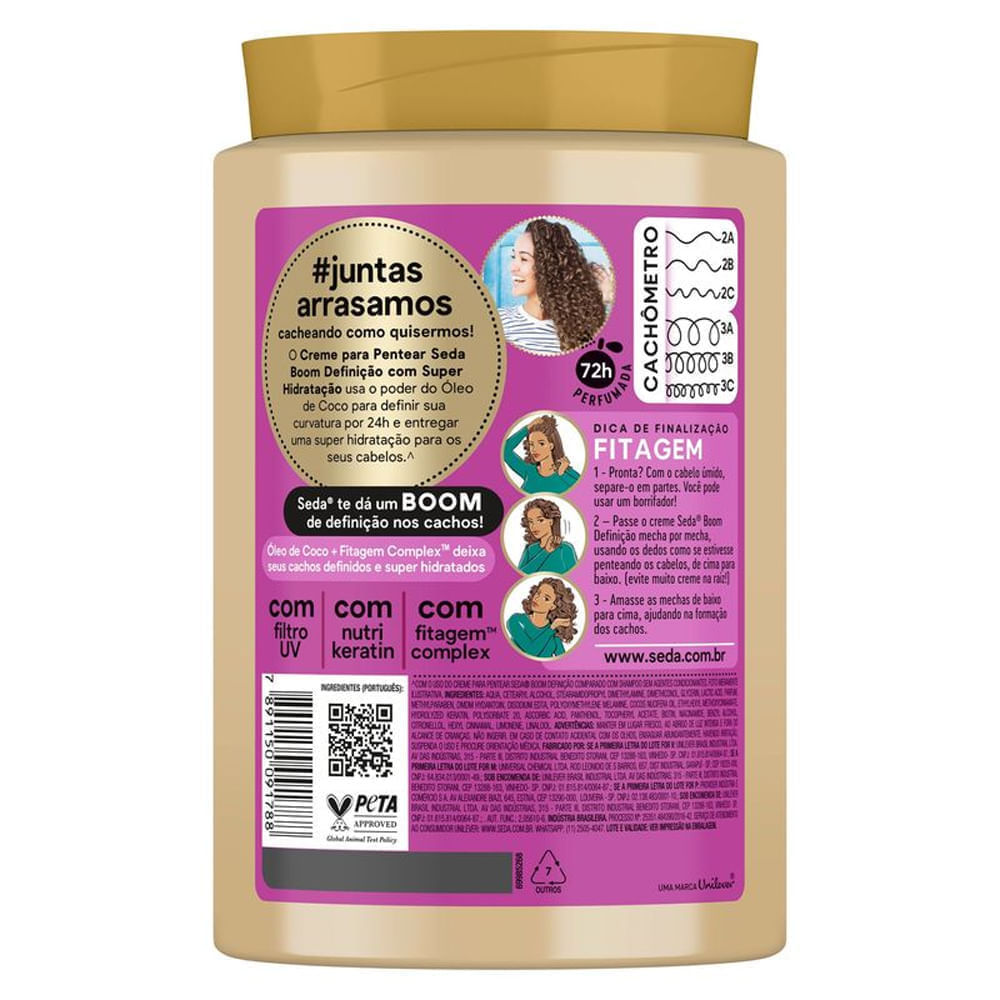 Detalhes do Creme Para Pentear Seda Boom Definição Super Hidratação 1Kg
