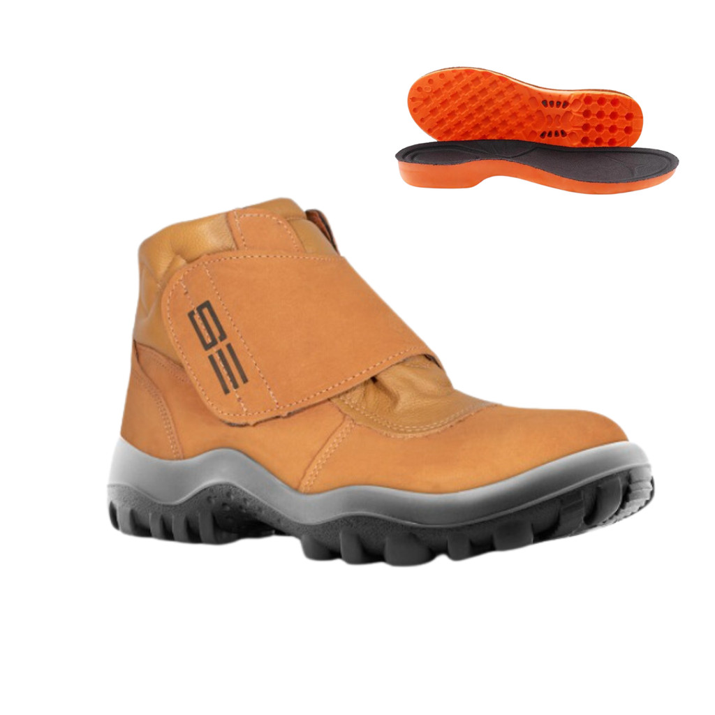 Bota Botina Miura Com Fecho Velcro  Bico De PVC + Palmilha