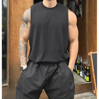 Estilo cara resistente colete de algodão puro músculo masculino treinamento de Fitness esportes sem mangas camiseta cole