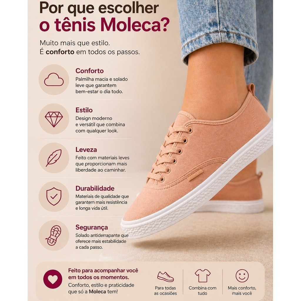 Tênis Moleca Streetwear Casual Moderno Original