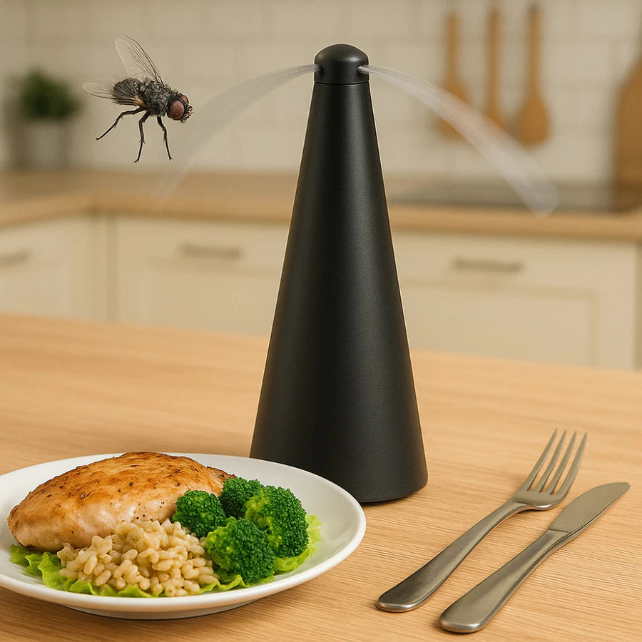 Espanta Moscas Automático Portátil para Mesa – Ventilador Repelente de Insetos Silencioso