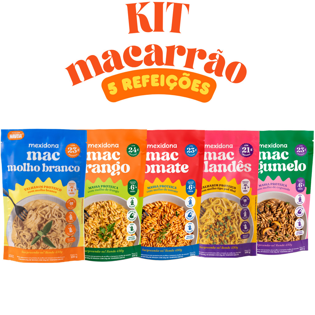 Kit Macarrão sem Gluten Mexidona 5 Sabores Refeição Prática