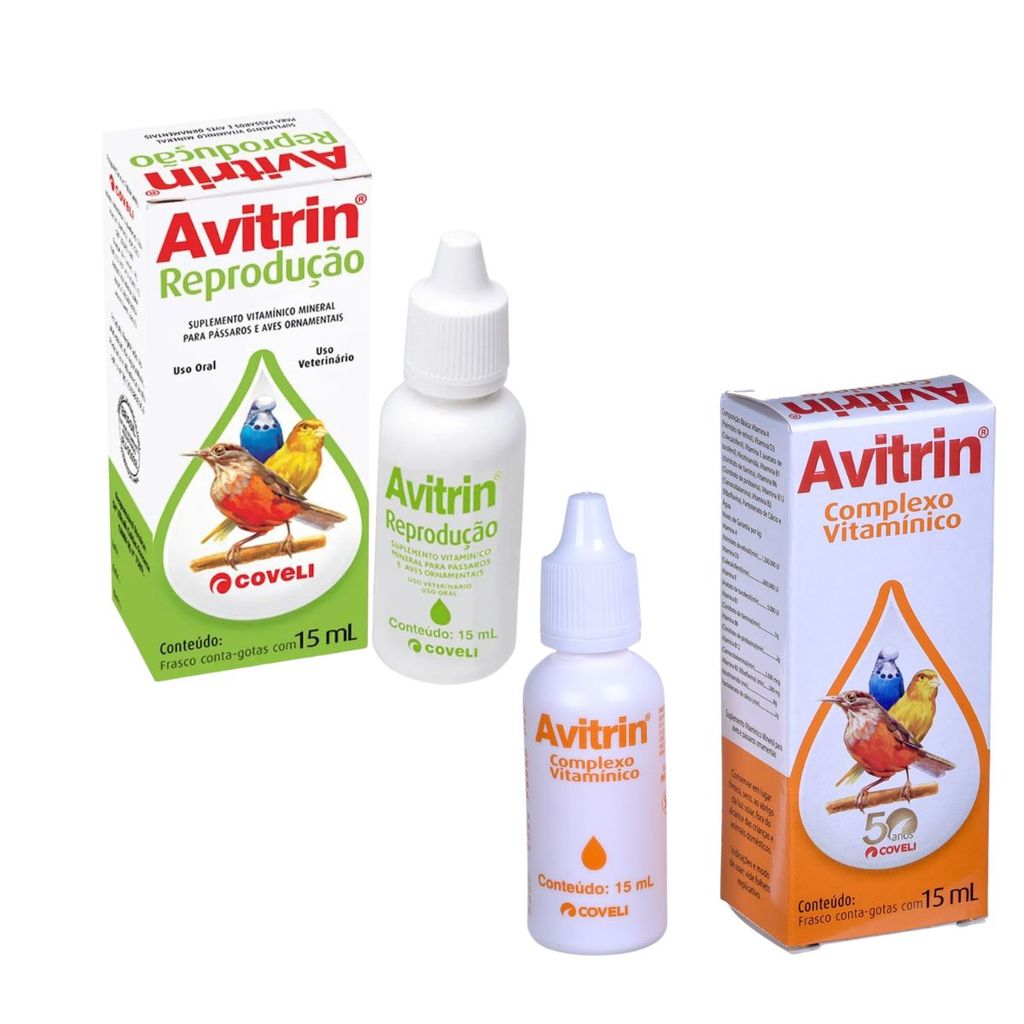 Avitrin Reprodução P/ Pássaros e Avitrin Complexo Vitamínico