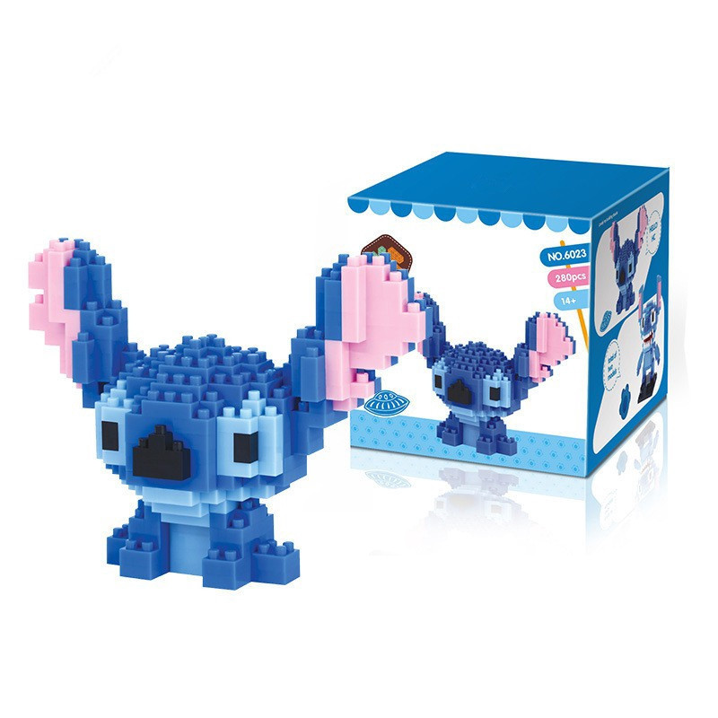 【 Ready Estoque 】 Mini Blocos De Construção De Pontos Com Caixa Nano Diamond Bricks Lilo & Stitch Doll Educational Puzzl