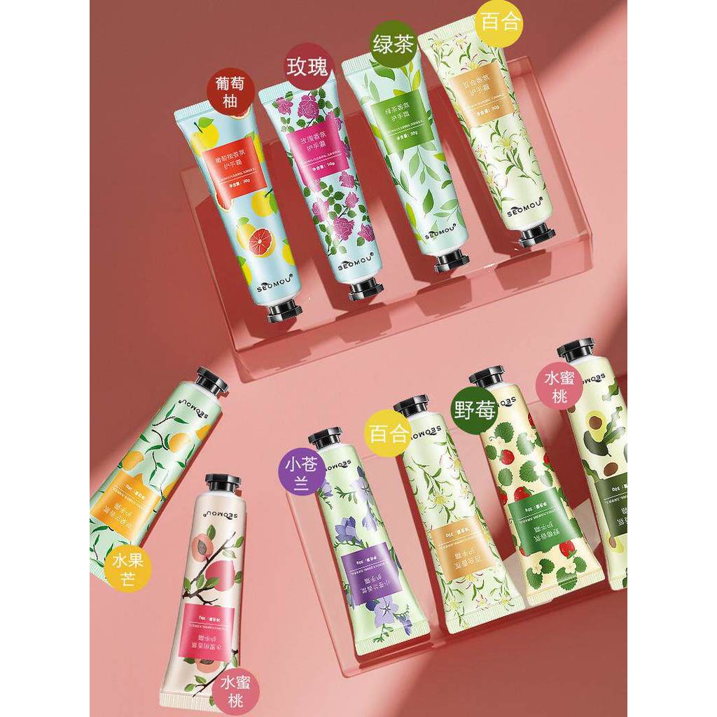Shisheng Creme para as Mãos Frésia Chá Verde Rosa Lírio Acácia Pêssego Ameixa Selvagem Maçã Manga Manteiga de Karité Tor